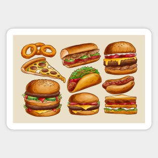 Fast Food Hand Drawn Set Magnet